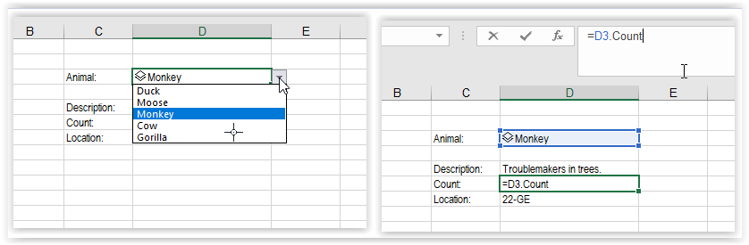 In short, your VLOOKUP results can be tied directly to your drop-down selections instead of searched for based upon the user's selection.